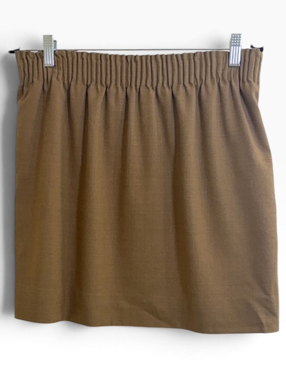 J. Crew Tan Elastic-Waist Mini Skirt size 14 Wool Blend